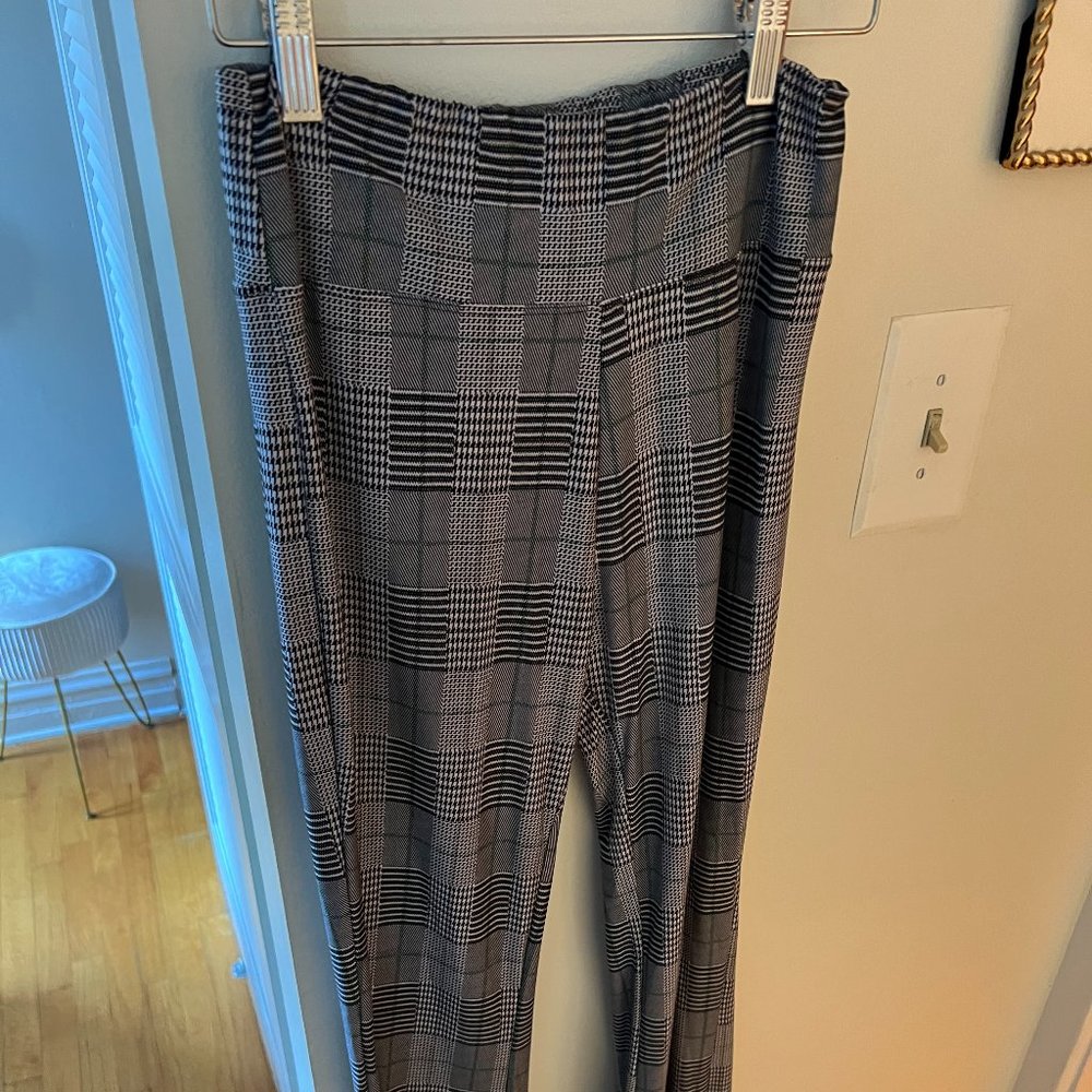 Stretchy Y2K Flare Fitted Leggings Plaid High-Waisted